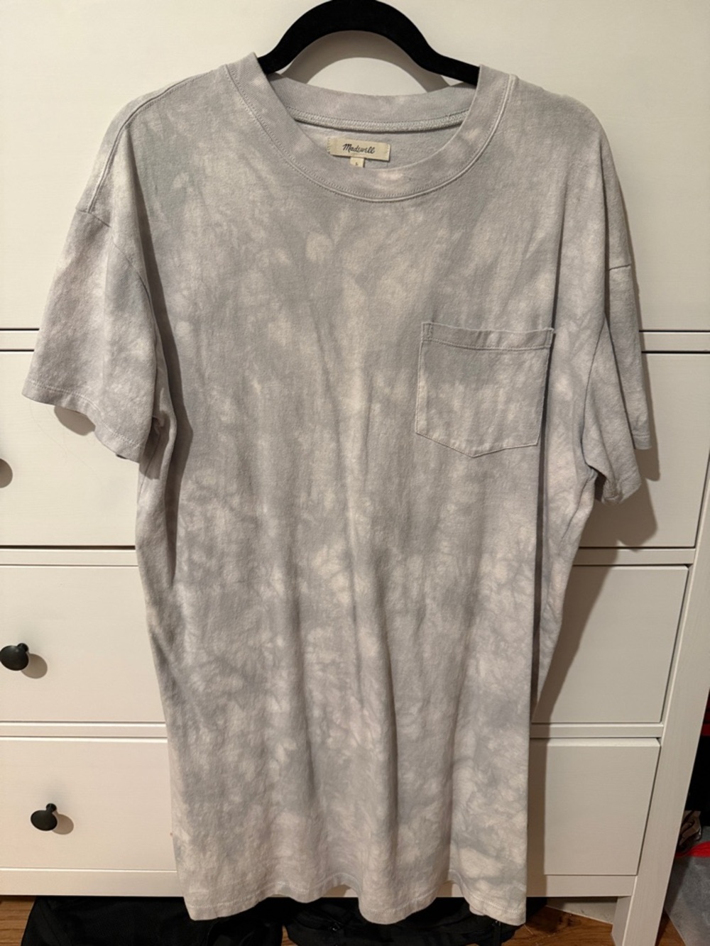 Madewell Light Gray Tie-Dye Short Sleeve Pocket Tee dress